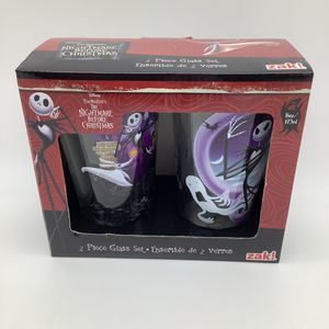 Disney The Nightmare Before Christmas 2‎ Piece Glass Set Zak! New